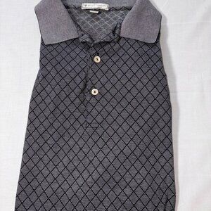 Peter Millar Short Sleeve Polo Shirt - Gray/Black Print - Thornblade - size L